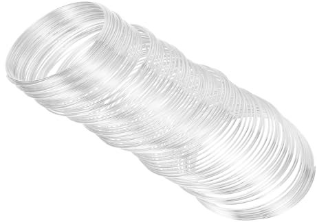 PATIKIL 100 Ring Filo Memoria, 1pz 1mm 18 Calibro Filo Gioielli Filo Acciaio Memoria Filo Artigianale Creazione Gioielli Braccialetti Perline Artigianato Fai da Te, Argentato