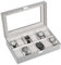 ProCase Uhrenbox mit 12 Fächern, Uhrenkasten mit Glasdeckel, Uhrenkoffer mit Uhrenkissen, Uhrenaufbewahrung, Premium-Uhrenschatulle, PU-Leder Uhrenkasten, Watch Box für Herren - 12 Fächer, Grau