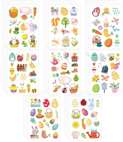 32 Blatt Ostern Aufkleber für Kinder, Süß Osterei Küken Schaf Hasenaufkleber Aufkleber Frohe Ostern Frühlingsaufkleber für Scrapbooking Handyhülle Umschläge Belohnung DIY-Bastelarbeiten
