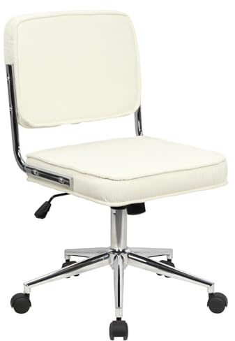 SVITA LIV Bürostuhl Schreibtischstuhl Drehstuhl Schminktischstuhl höhenverstellbar mit Rollen Wippmechanismus Vintage-Design Weiß