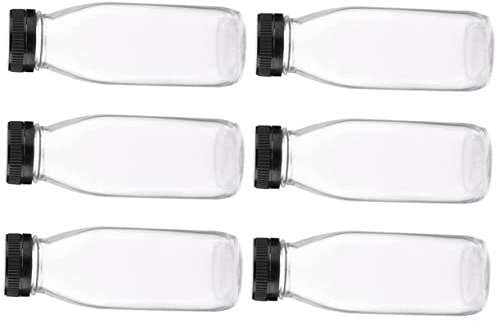 Cabilock 6 Pièces Bouteille De Jus De Verre Bouteille D'eau Bouteilles Pot De Jus Thé Glacé Récipients Avec Couvercles Terrarium Bouteille De Thé Au Lait Un Verre Eau Froide