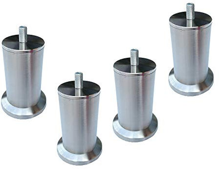 WYRMB Patas ajustables para muebles con varilla roscada M10, patas de cama de acero inoxidable cepillado, patas de mesa de cristal, patas de repuesto para sofá, patas de gabinete de baño, 18 tamaños,