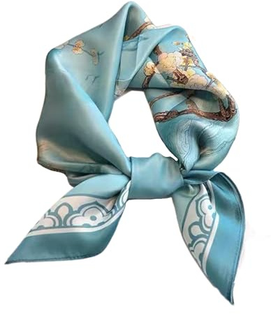 Quadratischer Schal aus 100 % reiner Maulbeerseide, 68,6 x 68,6 cm, Damen-Halstuch, Kopftuch, Blaue Mode, Medium
