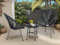 BUYEREMPIRE Outdoor Patio Furniture Set: String Patio Egg Chairs with Glass Top Round Coffee Table and Sofa - Perfect for Relaxing Outdoors! (Black)