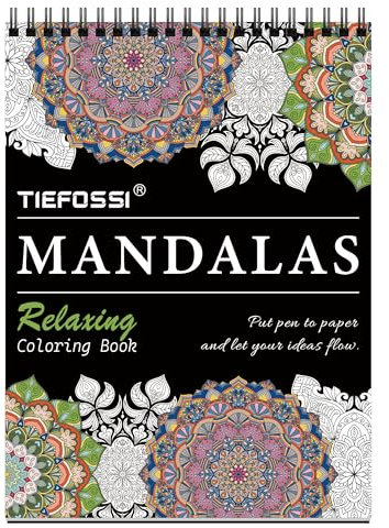 TIEFOSSI Entspannendes Malbuch, linderndes Muster im Mandala-Stil zur Linderung von Angstzuständen, 160 g/m², 60 originelle zerreißbare Mandala-Muster und Designs, Geschenk für Frauen und Männer