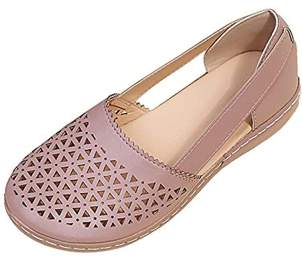 Womens White Pumps Arch Support Shoes for Women Round Head Hollow Flat Sandals Breathable Casual Beach Shoes Womens Slip On Trainers Ladies Black Trainers (Red, 7)