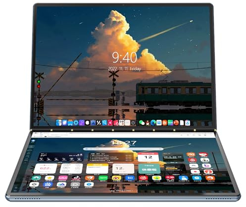 Ruchonin CPU 2-in-1 da 11 2,5 K Dual Screen Touch per computer portatile Core i3-1215U Win 11 Home 32 GB RAM 1 TB SSD (arancione)