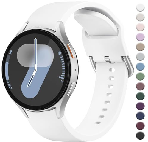 Compatible avec Samsung Galaxy Watch 7 6 5 4 Bracelet 40mm 44mm Femmes Hommes, Bracelet Sport en Silicone Souple pour Galaxy Wat ch FE/gala xy watch 5 pro, galaxy watch 6/4 Classic (Blanc)