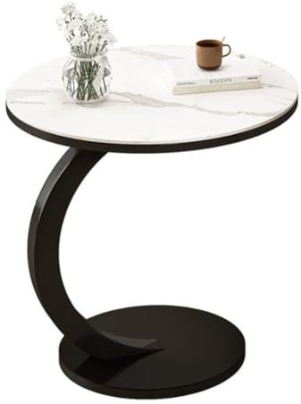 JHAISMAO Runden Beistelltisch, C- Geformt Beistelltisch Moderner Stil Couchtisch Snacktisch Couchtisch Teetisch Nachttisch Sofatisch Für Wohnzimmer Schlafzimmer, Büro, Wohnheim(Size:50X60CM,Color:A)