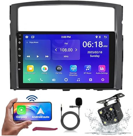 HXSQcar Android 14 Car Radio for M-itsubishi Pajero 4 V80 V90 2017-2024 with Wireless Carplay & Android Car 9 Touchscreen Radio Support GPS Navi 5G-WiFi Bluetooth 5.0 FM HiFi MIC SWC Camera (M700S)
