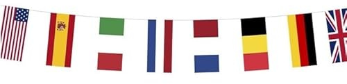 Lot de 12 - Guirlande fanions Drapeaux Pays du Monde 15m