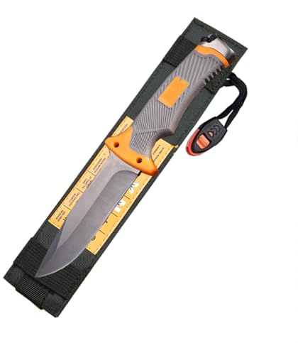 BKGDO High Carbon Steel Multi-Functional Outdoor Tool - Lightweight with Rubber Handle, Hand-Stitched Sheath, Perfect for Hunting, Climbing, Adventure, Rescue, Camping - Ideal Men's Gift (TYPE-B6)