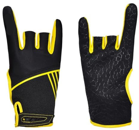 DYYEUAVT Bowling Gloves Women Men Semi-Finger Mittens For Bowling Fitness Gloves Left And Right Hand(Yellow,L/XL)