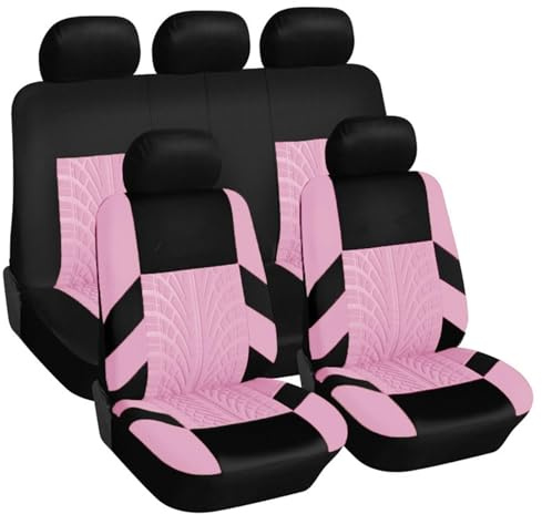 ZFZFC Auto Sitzbezüge Set für Ford Fiesta | Fiesta Plus/Titanium/ST-Line, Atmungsaktiv Bequem Vorne Und Hinten Auto-Schonbezüge Stoff Sitzbezug Innenraum Schonbezüge,D-Pink