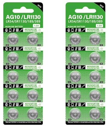 Lot de 10/20/30/40 piles bouton AG10/LR1130 LR54 SR1130 389 189 pour montres, jouets à distance, grande compatibilité
