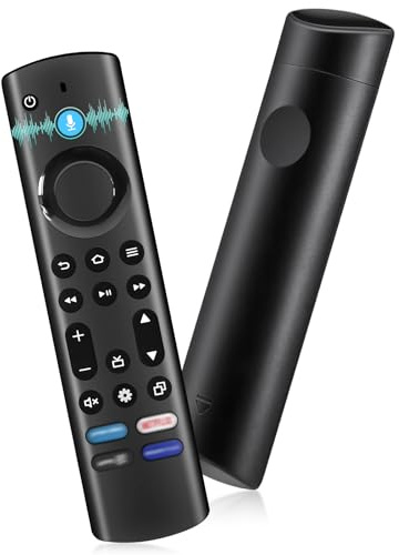 Telecomando vocale di ricambio compatibile con Smart TV Stick (Lite & 4K & 4K Max 2° Gen), Fir-es TV Cube (2nd e 3rd Gen), Smart TV Omni Series con funzione vocale e 4 abbreviazioni