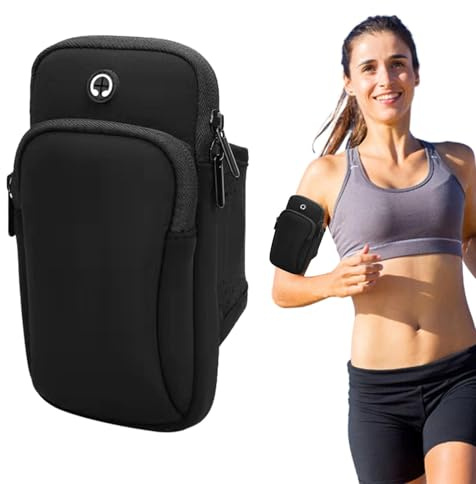 Phone Holder for Running, Universal Adjustable Mobile Phone Armband, Running Armband for Phones Under 7 Inch, Arm Band Key Card Bag Fit Gym Jogging Hiking Exercise Walking Workout, Sports Arm Bag