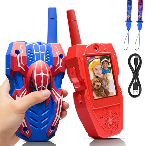 Walkie Talkie Kinder mit Video,Video Walkie Talkies for Kids 2 Pack,Kinder Walkie Talkie Aufladbar,HD Kamera & Schmecken Chat, 2.0''LED Screen,Reichweite bis 1000 FT,Walki Talki Kinder Spielzeug 3-8