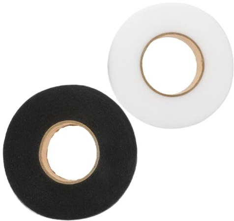 Hemobllo 2 Rollen Aufbügelbare Saumbänder Doppelseitig 1,2cm Breit Weiß Schwarz Textilkleber für Kleidung Hosen Gardinen Selbstgemacht Nähzubehör