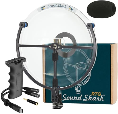 SOUND SHARK Parabolic Directional Microphone (3.5mm TRRS + USB-C Bundle) Professional External Long Range Recording, DSLR Camera, & Smartphone Mic for Birding, Listening, and Shotgun Boom Alternative