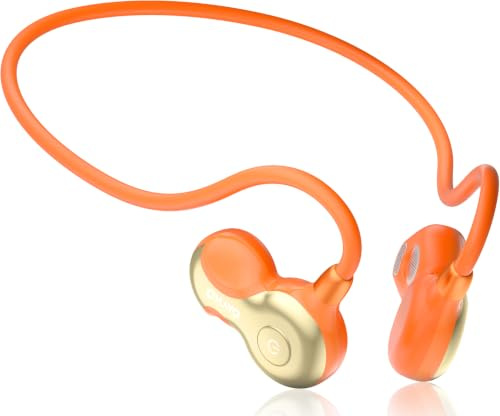 OHAYO Running Headphones Wireless, Open Ear Headphones Wireless, Bluetooth V6.0 Earphones, Noise Cancelling Mics, IPX7 Waterproof,10h Playtime for Running, 2h Magnetic Fast Charging (Orange)