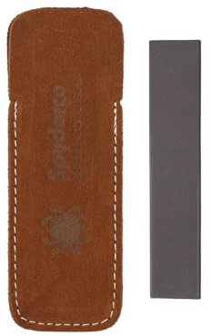 Spyderco Taschenstein mit mittlerer Körnung und Lederetui, Weiß