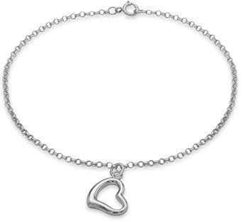 CARISSIMA Damen Heart Charm Rund Belcher Armband 9k(375) Weißgold 1.5mm 18cm/7zoll