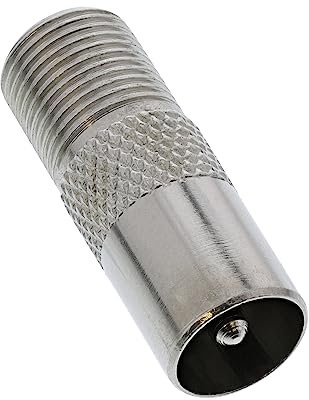 InLine Adaptateur coaxial 69915D, fiche IEC (antenne) vers prise F, compatible avec Modem, Télévision, Lecteur DVD, Antenne satellite, Routeur, Cable/Satellite box