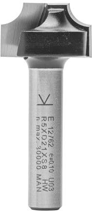 ENT 12762 Troncatrice a stelo carburo, albero (S) 8 mm, diametro (D) 21 mm, NL 12 mm, R 5 mm, SL 32 mm