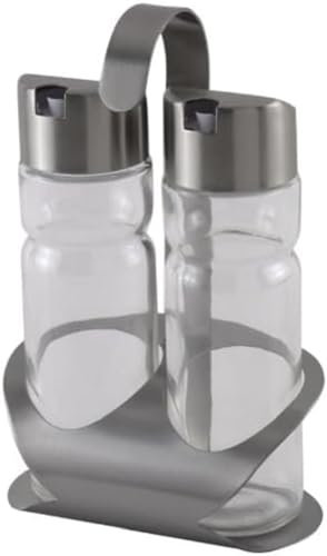 MONIX Sabor Vinagreras de Acero Inoxidable y Cristal, 2 Unidades