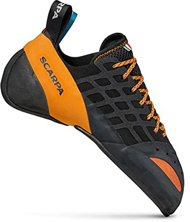 SCARPA Instinct Lace Rock Climbing Shoes for Sport Climbing and Bouldering - Black/Orange - 8.5