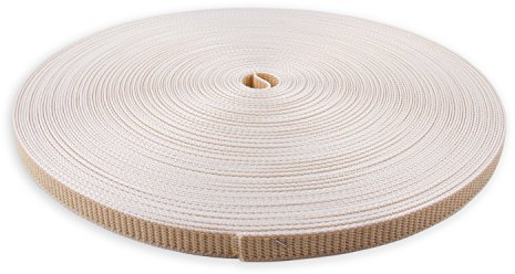 DIWARO® Stabiler Rolladengurt; Jalousiegurt; Gurtband | Gurtbreite 16 mm | mit Schonkante | 50 m Rolle | Farbe: beige
