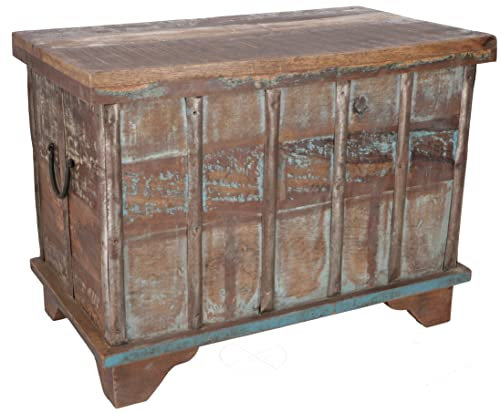 GURU SHOP Antike Holzbox, Holztruhe, Couchtisch, Kaffeetisch aus Massivholz, Aufwändig Verziert - Modell 21, Braun, 47x61x36 cm, Truhen, Kisten, Koffer