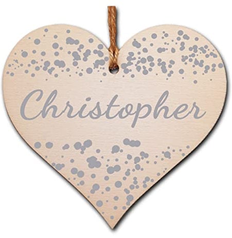 Personalised Handmade Christmas Hanging Wooden Heart Plaque Decoration Gift for someone special hang on the Xmas tree gift tag festive bauble