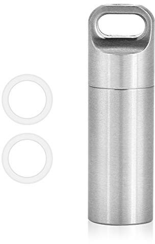Mini Pillendose Schlüsselanhänger, Kleine Pillendose Outdoor Wasserdicht dose Edelstahl Mini Wasserdichte Kapsel Pillenbox Pillendose für Klein Outdoor Camping Wandern Klettern Schlüsselanhänger, S(S)