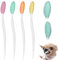 SlowTon Hundezahnbürste, 4 Stück Silikon doppelseitig weicher Hund Zahnbürste Set mit 5,7 Zoll gebogenem langem Griff Dog Toothbrush für kleine Hunde Katzen welpen