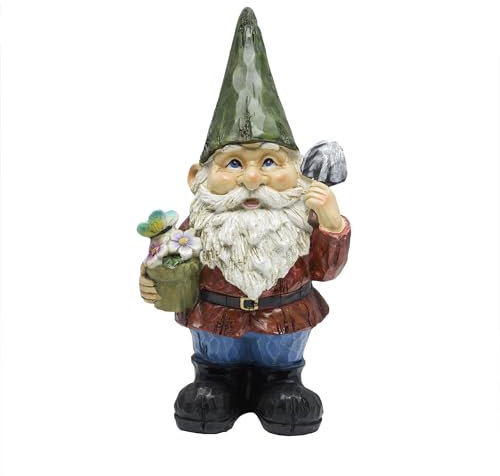 Alpine Corporation WQA1066 Garden Flower Pot Gnome Statue, Multicolor