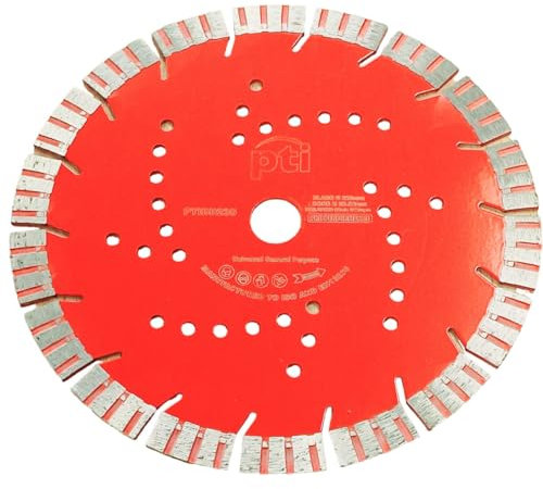230mm, 9 Diamond Cutting Disc with Turbo Slant, PTI Saw Blade Segmented Professional Cutting Discs Porcelain, Granite, Marble, Concrete, Tiles, Stones, Bricks oscillating 9 inch, Bore:22.23mm