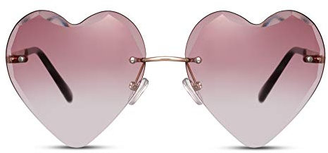 Cheapass Sonnenbrille Metall Randlos Herzförmige Goldene Fassung mit Pinken Verlaufsgläsern UV400 geschützt Damen