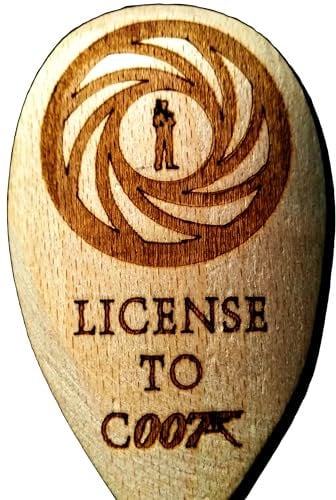 James Bond 007 Inspired Wooden Baking Spoon Wood Kitchen Cooking Birthday Present Fan Gift