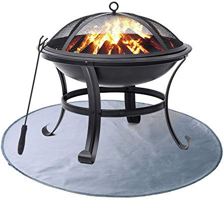 Uterstyle Feuerschalenmatte, runde Grillmatte für Boden, Terrasse, Deck, Rasen, Outdoor oder Campingplatz, Schutzmatte Silber (91,4 x 91,4 cm)