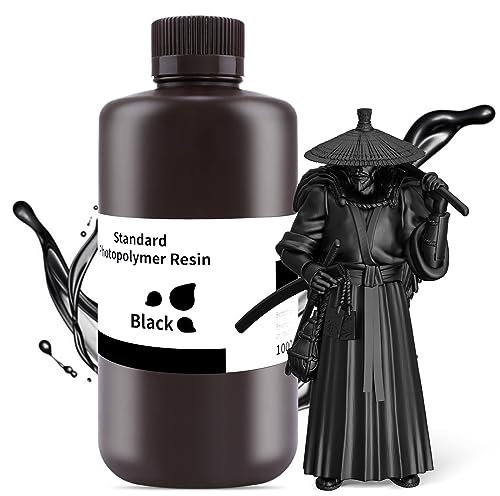 ELEGOO 3D Printer Rapid Resin, 405nm LCD UV-Curing Resin Standard Photopolymer Resin for LCD 3D Printing Black 1000G