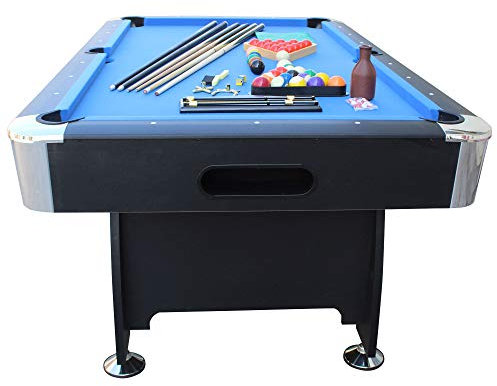 Billard Americain avec Retour de Boules Automatique et Accessoires - Tapis Bleu - 213 x 122 x 81 cm