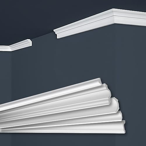 MARBET DESIGN Stuckleisten XPS Styropor weiß - Deckenleisten Stuck Decken Styroporleisten E-Leisten - (400 Meter / 1 Packung E-2)