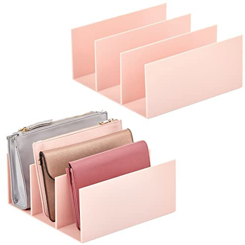mDesign Clutch Organizer – praktische Handtaschen Aufbewahrung mit 5 Fächern für Clutches, Geldbörsen, Kartenetuis etc. – Portemonnaie Ablage aus Kunststoff – 2er-Set – hellrosa