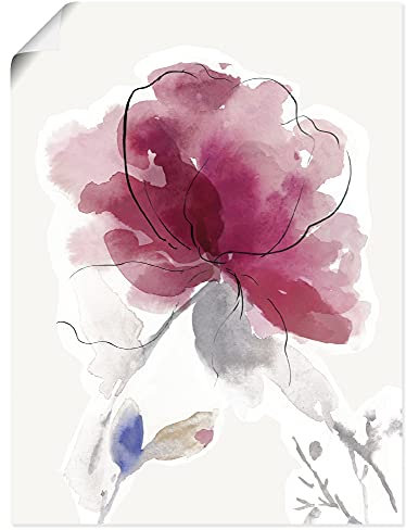 ARTLAND Wanddeko Poster & Kunstdrucke Wandposter 60x80 cm Hochformat Gemälde Blumenbilder Blüten Modern Abstrakt Pink Rosa U2RL