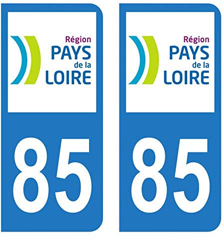 Hadexia Aufkleber für Nummernschild, Auto, Departement 85, Vendée, Logo Region de la Loire