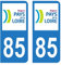 Hadexia Aufkleber für Nummernschild, Auto, Departement 85, Vendée, Logo Region de la Loire