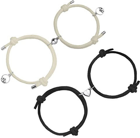 Aucuu Magnetische Paare Armband, 2 Sets Paar Gegenseitige Anziehung Seil Geflochtene, Einstellbare Freundschaftsarmband Set Schmuck Geschenk für Frauen Männer
