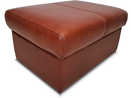 Quattro Meble Braunes Glanz Echtleder Antique Tabac Hocker aufklappbar mit Stauraum Sitzhocker Rindsleder Sitzwürfel Fußhocker Polsterhocker Echt Leder Puff Model NT 2p Leder (75 x 55 x H-40 cm)
